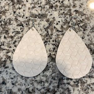 White leather earrings